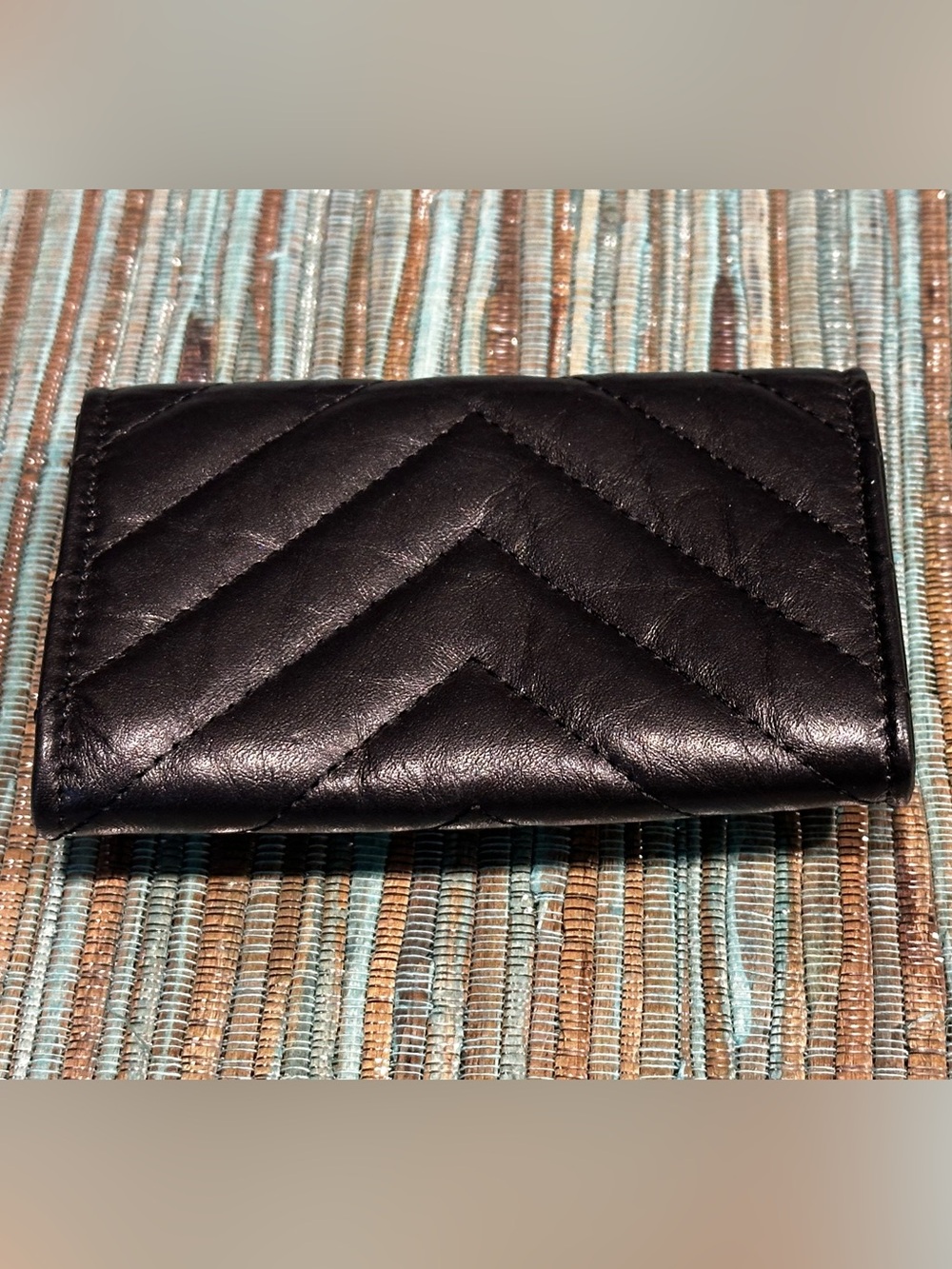 CHANEL Aged Calfskin Chevron Quilted Reissue Card Holder Wallet So Black - Picture 2 of 10